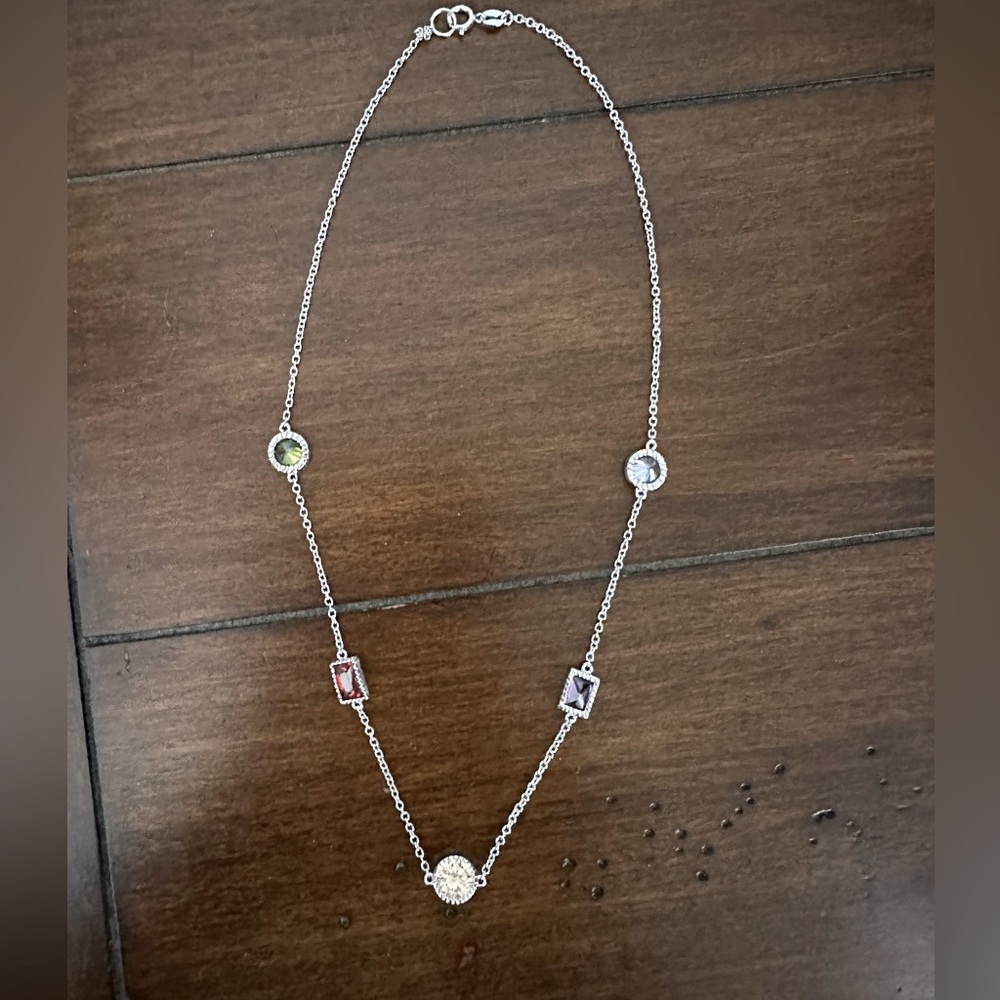Sterling silver chocker with different color stones